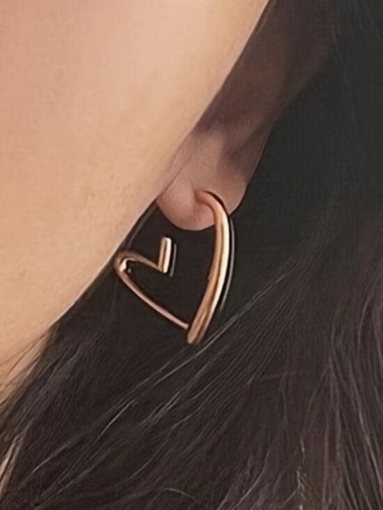 Open Heart Earrings - Picture 2 of 7